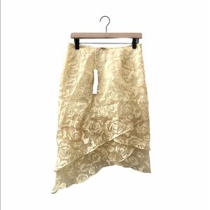 🆕 SILK BOX yellow floral rose layered skirt